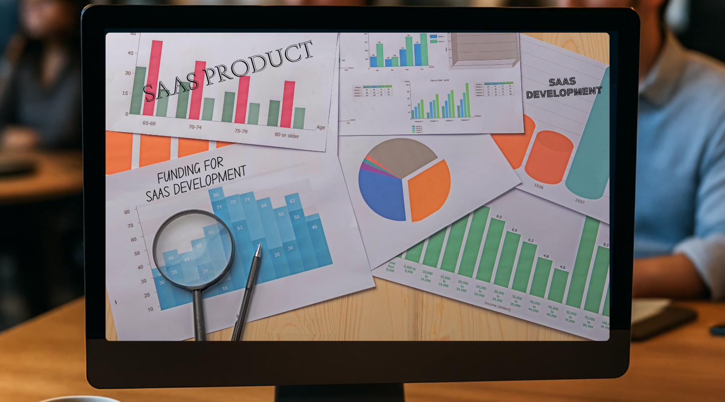 Saas product development diagrams displayed on the computer